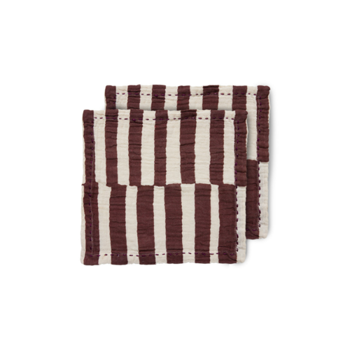 HKliving Set van 2 Servetten - Cotton Striped Burgundy HKliving Set van 2 Servetten - Cotton Striped Burgundy