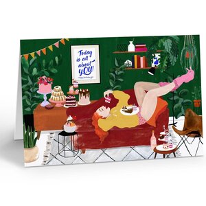 Kaart "Birthday Couch Girl" (incl. envelop)