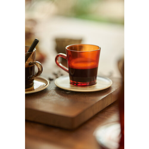 HKliving Set v 4 Koffie Cups 70s - Amber Brown