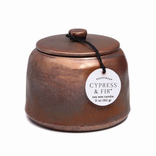 Paddywax Geurkaars Keramiek & Brons - Cypress & Fir 312g Paddywax Geurkaars Keramiek & Brons - Cypress & Fir 312g