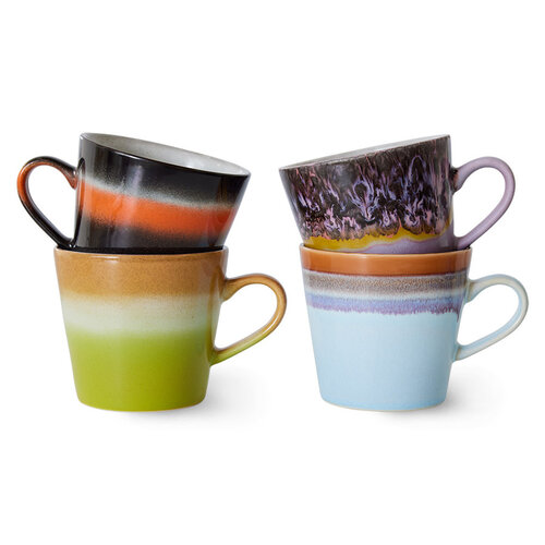 HKliving Set v 4 Cappuccino Mugs 70s - Solid