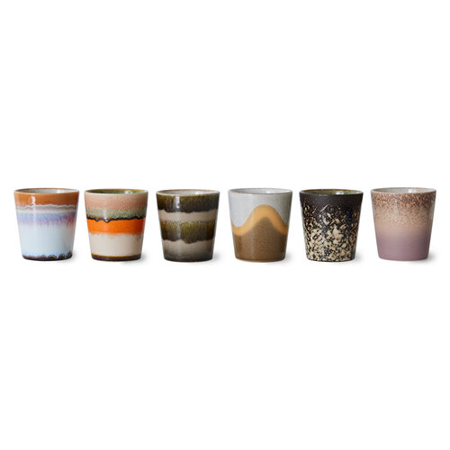 HKliving Set van 6 Mugs 70s - Elements