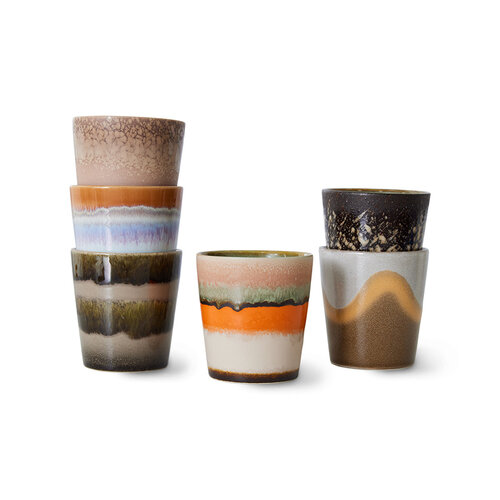 HKliving Set van 6 Mugs 70s - Elements