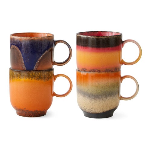 HKliving Set van 4 Mugs 70s - Brazil