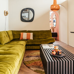 COMF Collection Oslo zetel - Opstelling: 1,5-zit arm L + Hocker + 1-zit + Hoekelement + 1,5-zit arm R - Stof: Juke Olive (Cat. E)