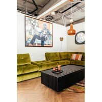 Oslo zetel - Opstelling: 1,5-zit arm L + Hocker + 1-zit + Hoekelement + 1,5-zit arm R - Stof: Juke Olive (Cat. E)