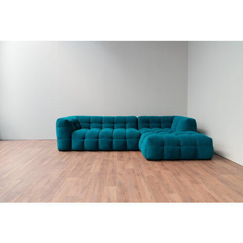 COMF Collection Soho zetel - Opstelling:  2-zit arm L + Divan R - in Stof:  Seven, Petrol 56 (cat. 7)