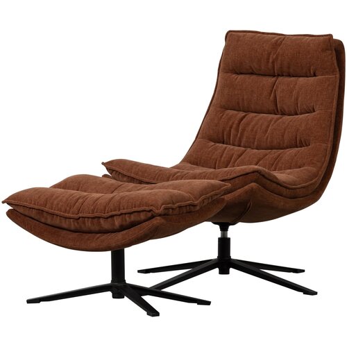 Woood Draaifauteuil met poef Kube - roestbruin Woood Draaifauteuil met poef Kube - roestbruin
