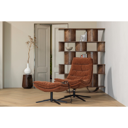 Woood Draaifauteuil met poef Kube - roestbruin Woood Draaifauteuil met poef Kube - roestbruin