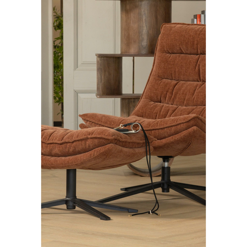 Woood Draaifauteuil met poef Kube - roestbruin Woood Draaifauteuil met poef Kube - roestbruin