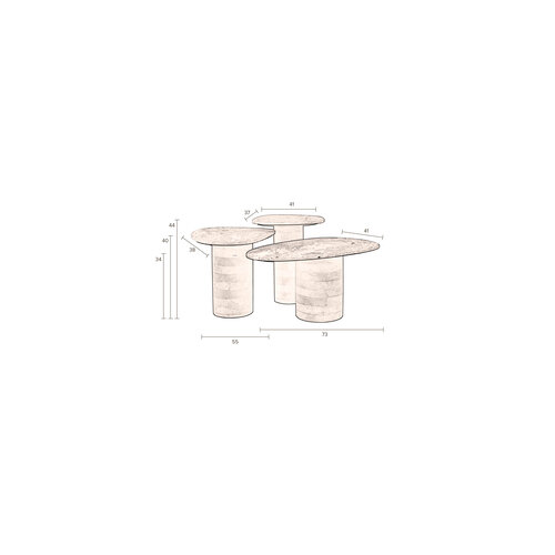 Dutchbone Set van 3 Salontafels Suki