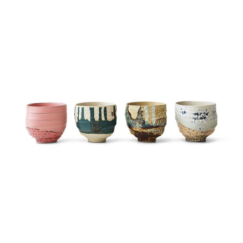 HKliving Set van 4 Coffee Cups - Artist Ceramics HKliving Set van 4 Coffee Cups - Artist Ceramics