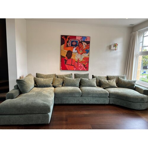 COMF Collection Toonzaalmodel Toulouse zetel: Longchair I/XL (links) + 2,5 zit XL + Eiland rechts - stof Life 37 groen