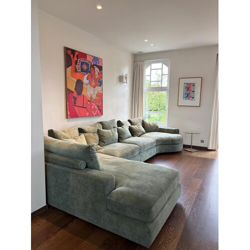 COMF Collection Toonzaalmodel Toulouse zetel: Longchair I/XL (links) + 2,5 zit XL + Eiland rechts - stof Life 37 groen