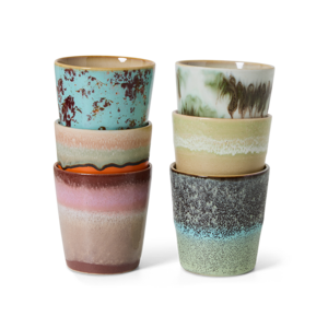 HKliving Set van 6 Coffee Mugs 70s - Surreal