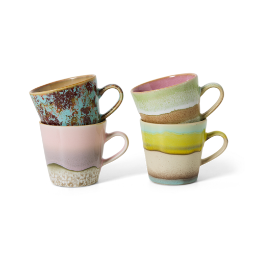 HKliving Set van 4 Americano Mugs 70s - Rococo HKliving Set van 4 Americano Mugs 70s - Rococo
