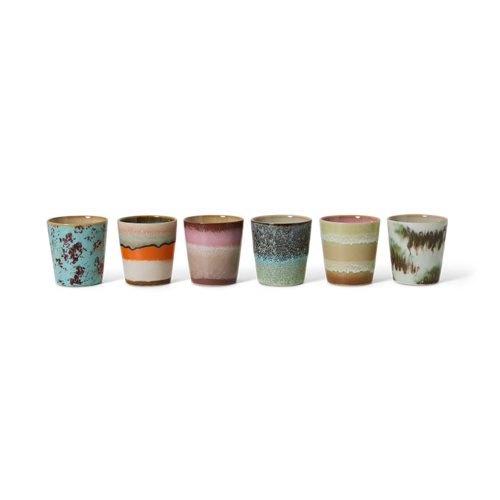 HKliving Set van 6 Coffee Mugs 70s - Surreal