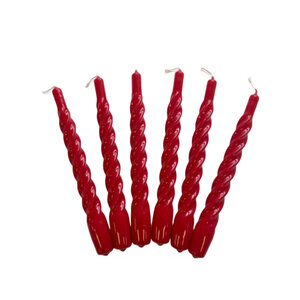 Set van 6 - Candles With A Twist - Christmas Red - 21 cm