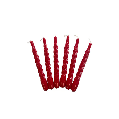 Set van 6 - Candles With A Twist - Christmas Red - 21 cm