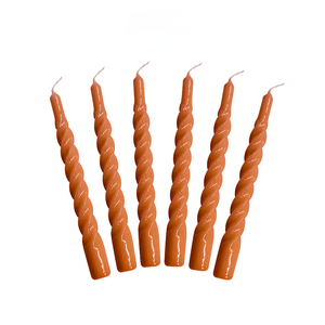 Set van 6 - Candles With A Twist - Terracotta - 21 cm