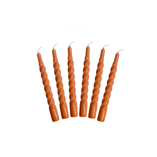 Set van 6 - Candles With A Twist - Terracotta - 21 cm