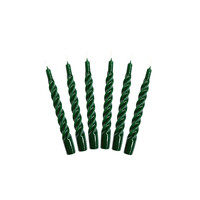 Set van 6 - Candles With A Twist - Green - 21 cm