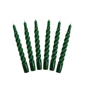 Set van 6 - Candles With A Twist - Green - 21 cm