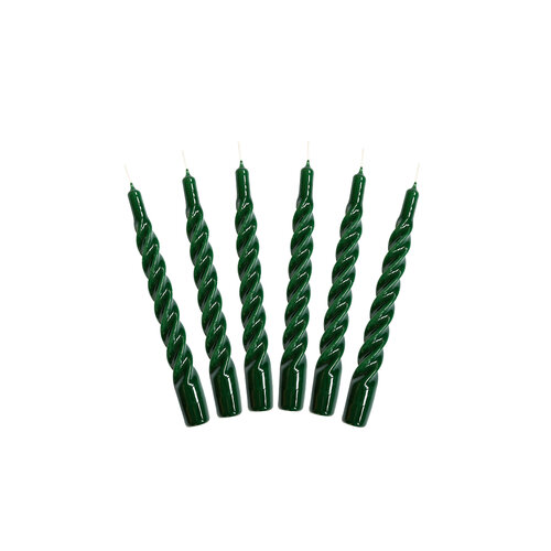 Set van 6 - Candles With A Twist - Green - 21 cm