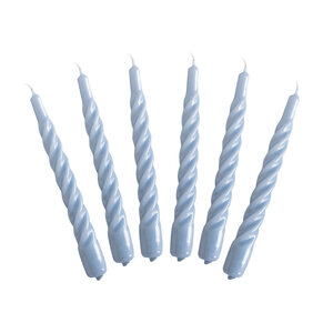 Set van 6 - Candles With A Twist - Dusty Blue - 21 cm