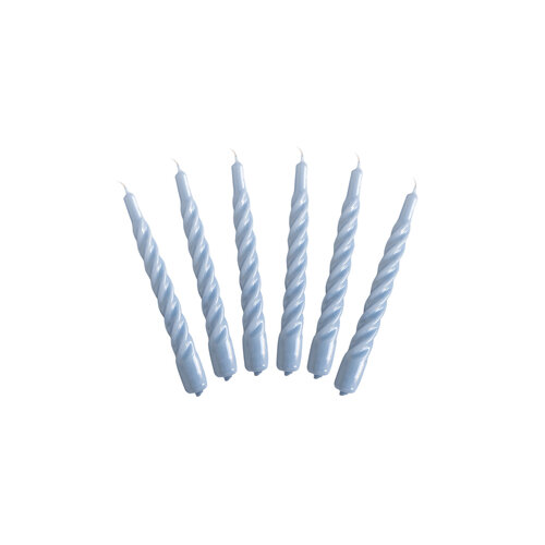 Set van 6 - Candles With A Twist - Dusty Blue - 21 cm