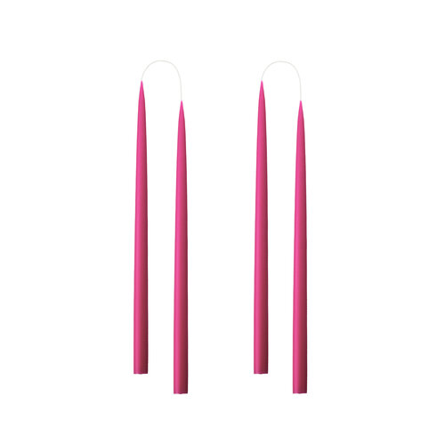 Set van 2 - Hand Dipped Dyed Candle - Cerise - 35 cm