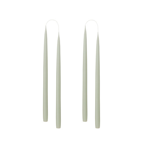 Set van 2 - Hand Dipped Dyed Candle - Light Reseda Green - 35 cm