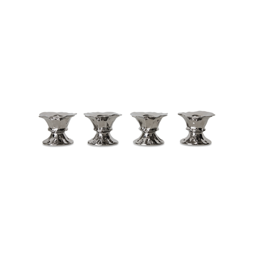 HKliving Set van 4 Eierdopjes in Keramiek - Chrome