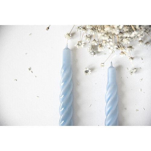 Set van 6 - Candles With A Twist - Dusty Blue - 21 cm