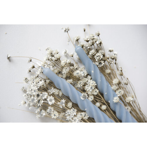 Set van 6 - Candles With A Twist - Dusty Blue - 21 cm