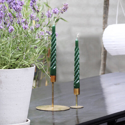 Set van 6 - Candles With A Twist - Green - 21 cm