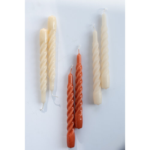 Set van 6 - Candles With A Twist - Terracotta - 21 cm