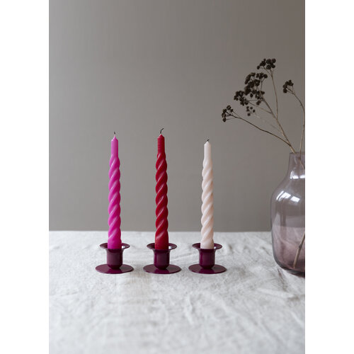 Set van 6 - Candles With A Twist - Christmas Red - 21 cm
