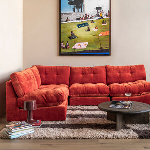 COMF Collection Toonzaalmodel Oslo Zetel: 1,5-zit arm links + 1-zit + hoekelement + 1-zit arm rechts - Stof Levis 25 (Cat. E)