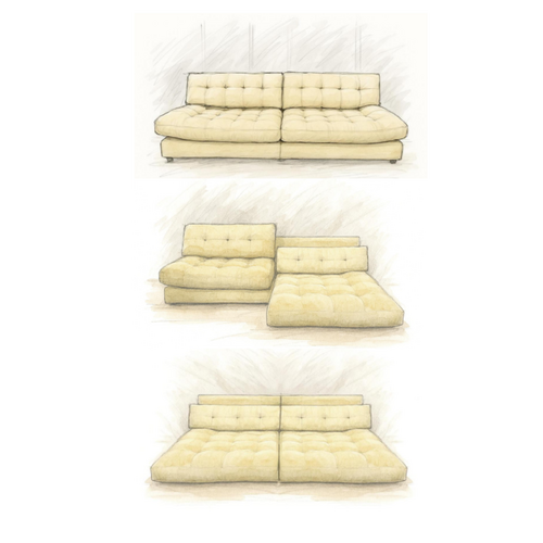 COMF Collection Zetel Oslo - Opstelling: 1,5 zit arm links + 1,5 zit arm rechts - Stof Levis  52 (cat. E)