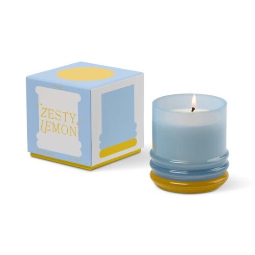 Paddywax Geurkaars Stacked - Glass Blue and Yellow - Zesty Lemon