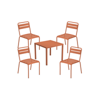 Stocksale - Set Nova tafel 90x90 + 4 star stoelen zonder leuning - Maple Red 26