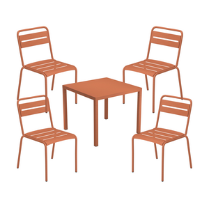 Emu Toonzaalmodel  Set Nova tafel 90x90 + 4 star stoelen zonder leuning - Maple Red 26