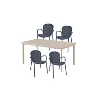 Stocksale - Set van tafel Star Taupe 160x90 + 4x Ronda X stoelen met armleuning blauw 43