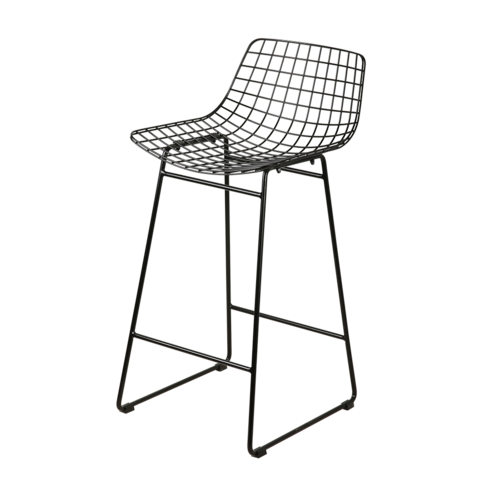 HKliving Metal Wire Bar Stool - Zwart