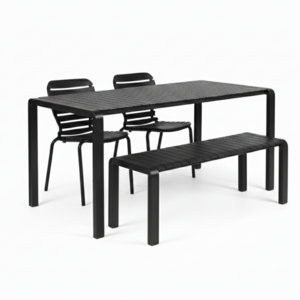 Zuiver Tuinset Vondel - Black (Tafel, 2 Stoelen & Bank)
