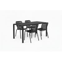 Tuinset Vondel - Black (Tafel & 4 Stoelen)