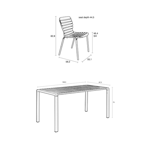 Zuiver Tuinset Vondel - Black (Tafel & 4 Stoelen)