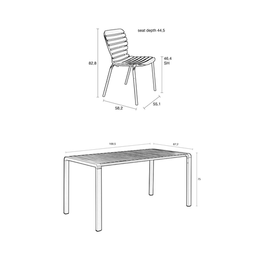 Zuiver Tuinset Vondel - Clay (Tafel & 4 Stoelen)