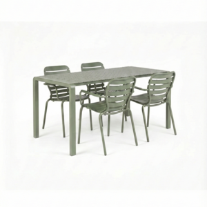 Zuiver Tuinset Vondel - Green (Tafel & 4 Armstoelen)